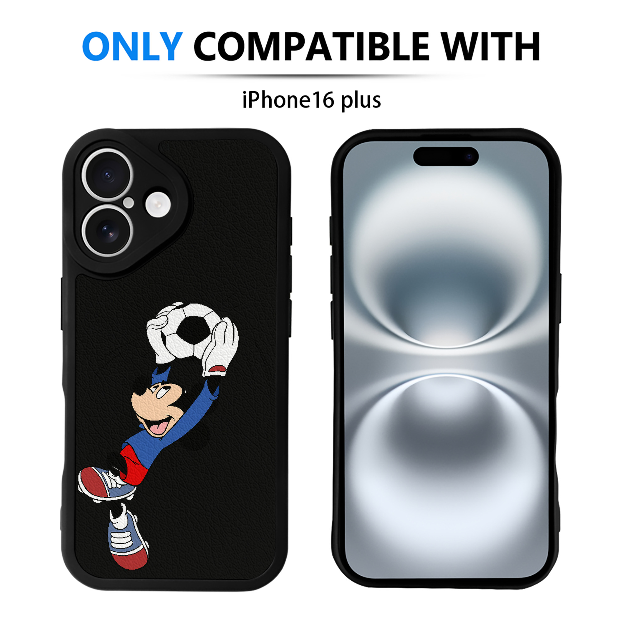 （画像用） ミッキーマウス Mickey Mouse 【iPhone 16シリーズ対応】シリコンスマホケース（レザー調） 材質：シリコン